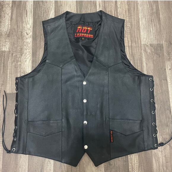 Hot Leathers Side-Laced Biker Vest w/ Concealed Carry Pockets – Size 2XL - Picture 1 of 8